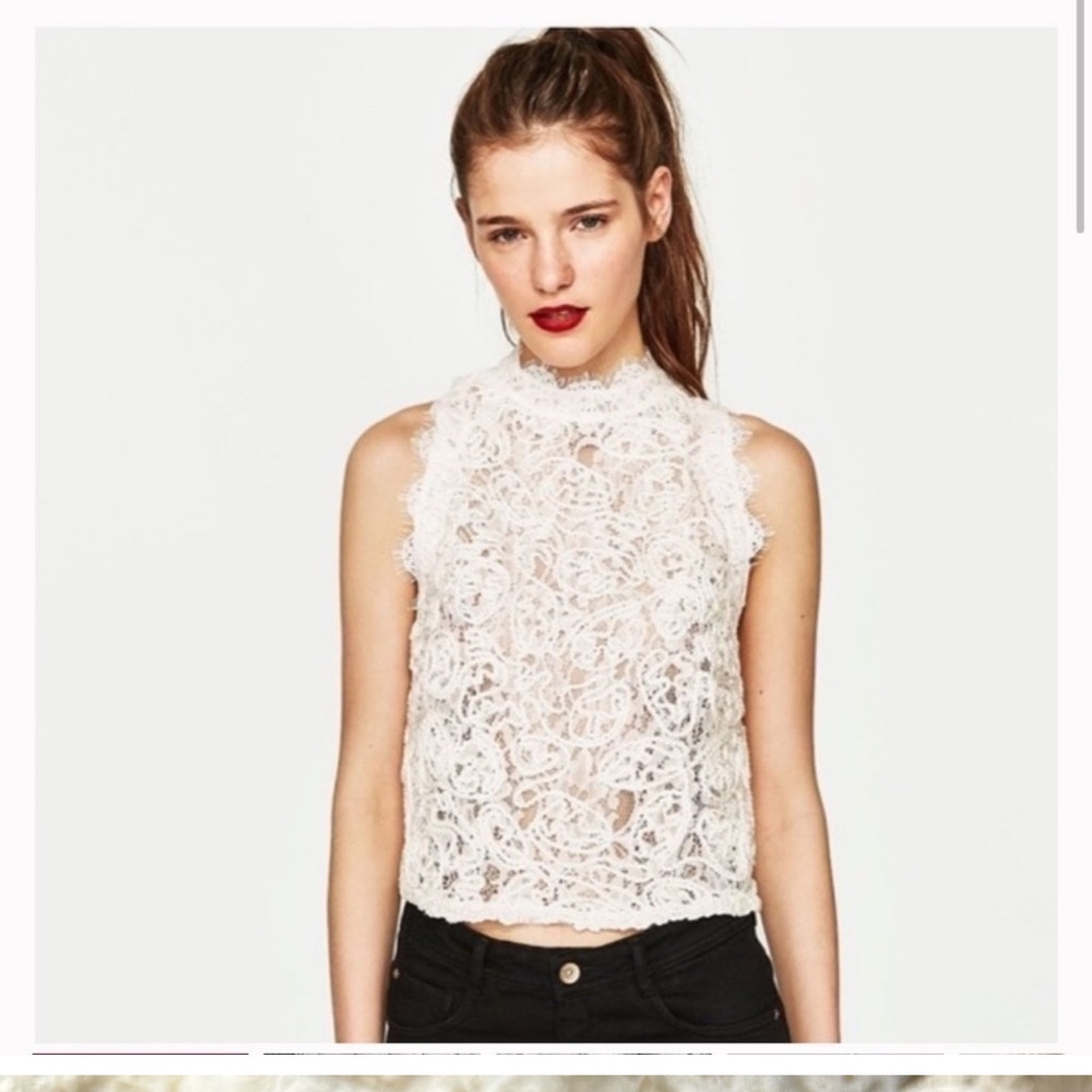 White Lace SMALL Sleeveless Tank Top